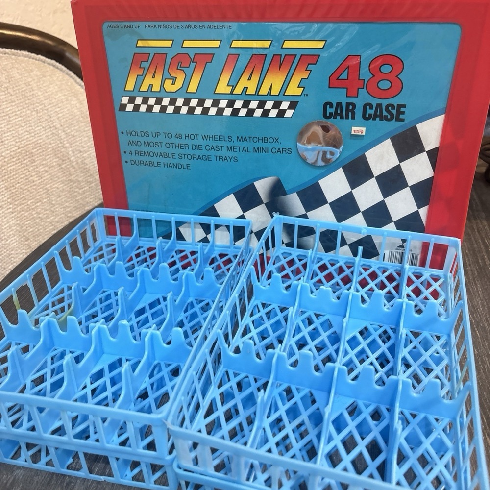 VTG 1990's Fast Lane 48 Car Case Hot Wheels Matchbox Cars Red Toys R Us  Made US